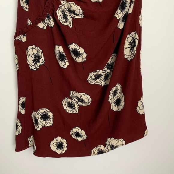 ROUJE PARIS Scarlet Floral Skirt Burgendy Womens Midi Size 34 US 2 - Picture 7 of 10